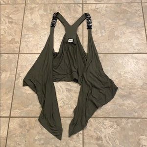 Short green sequin vest